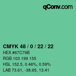 Color code: CMYK 48 / 0 / 22 / 22 | qconv.com