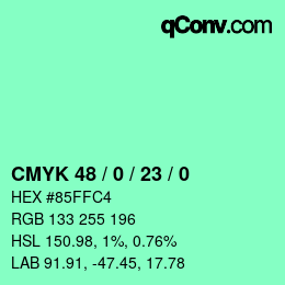 Color code: CMYK 48 / 0 / 23 / 0 | qconv.com