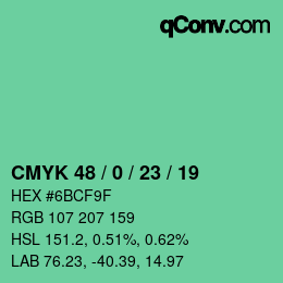 Color code: CMYK 48 / 0 / 23 / 19 | qconv.com