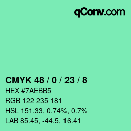 Color code: CMYK 48 / 0 / 23 / 8 | qconv.com