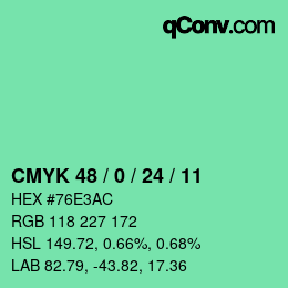 Color code: CMYK 48 / 0 / 24 / 11 | qconv.com