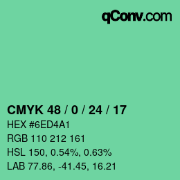 カラーコード: CMYK 48 / 0 / 24 / 17 | qconv.com