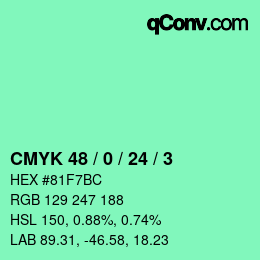 Color code: CMYK 48 / 0 / 24 / 3 | qconv.com