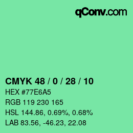 颜色代码: CMYK 48 / 0 / 28 / 10 | qconv.com
