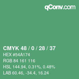 Código de color: CMYK 48 / 0 / 28 / 37 | qconv.com