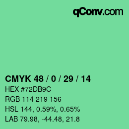 颜色代码: CMYK 48 / 0 / 29 / 14 | qconv.com