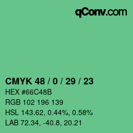 Farbcode: CMYK 48 / 0 / 29 / 23 | qconv.com