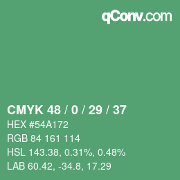 Código de color: CMYK 48 / 0 / 29 / 37 | qconv.com