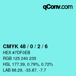 Color code: CMYK 48 / 0 / 2 / 6 | qconv.com