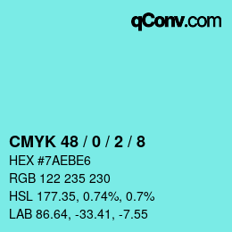 颜色代码: CMYK 48 / 0 / 2 / 8 | qconv.com