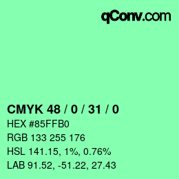 Color code: CMYK 48 / 0 / 31 / 0 | qconv.com