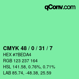 Color code: CMYK 48 / 0 / 31 / 7 | qconv.com