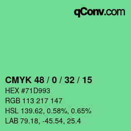 Color code: CMYK 48 / 0 / 32 / 15 | qconv.com