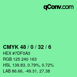 Color code: CMYK 48 / 0 / 32 / 6 | qconv.com