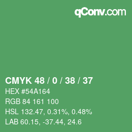 颜色代码: CMYK 48 / 0 / 38 / 37 | qconv.com