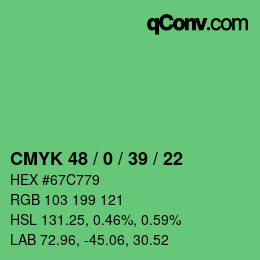 カラーコード: CMYK 48 / 0 / 39 / 22 | qconv.com