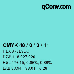 カラーコード: CMYK 48 / 0 / 3 / 11 | qconv.com