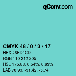 Color code: CMYK 48 / 0 / 3 / 17 | qconv.com