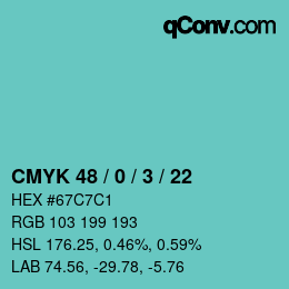 Color code: CMYK 48 / 0 / 3 / 22 | qconv.com