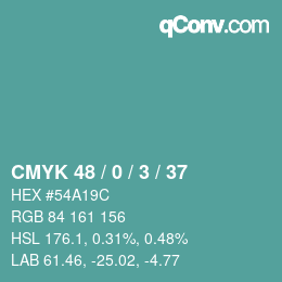 Color code: CMYK 48 / 0 / 3 / 37 | qconv.com