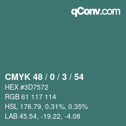 Color code: CMYK 48 / 0 / 3 / 54 | qconv.com