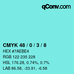 颜色代码: CMYK 48 / 0 / 3 / 8 | qconv.com