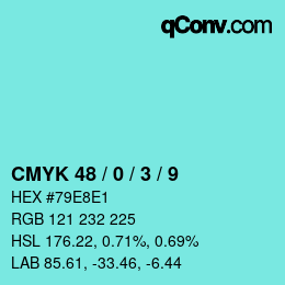 Color code: CMYK 48 / 0 / 3 / 9 | qconv.com