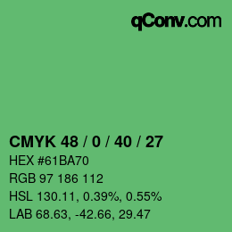 カラーコード: CMYK 48 / 0 / 40 / 27 | qconv.com