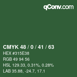 Farbcode: CMYK 48 / 0 / 41 / 63 | qconv.com