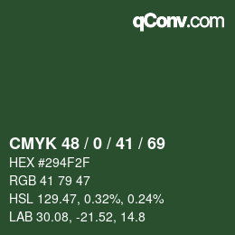 颜色代码: CMYK 48 / 0 / 41 / 69 | qconv.com