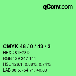 Código de color: CMYK 48 / 0 / 43 / 3 | qconv.com