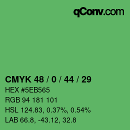 Farbcode: CMYK 48 / 0 / 44 / 29 | qconv.com