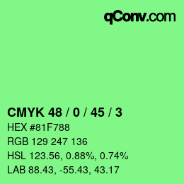 Farbcode: CMYK 48 / 0 / 45 / 3 | qconv.com