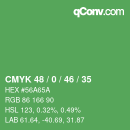 カラーコード: CMYK 48 / 0 / 46 / 35 | qconv.com