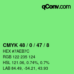 颜色代码: CMYK 48 / 0 / 47 / 8 | qconv.com