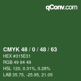 Color code: CMYK 48 / 0 / 48 / 63 | qconv.com