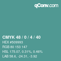 颜色代码: CMYK 48 / 0 / 4 / 40 | qconv.com