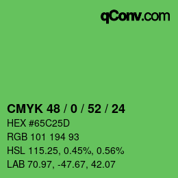 カラーコード: CMYK 48 / 0 / 52 / 24 | qconv.com