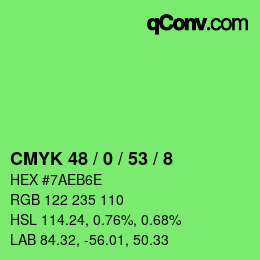 Color code: CMYK 48 / 0 / 53 / 8 | qconv.com