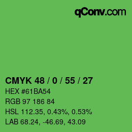 カラーコード: CMYK 48 / 0 / 55 / 27 | qconv.com