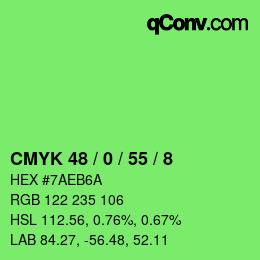 Color code: CMYK 48 / 0 / 55 / 8 | qconv.com