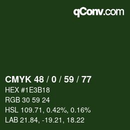 Color code: CMYK 48 / 0 / 59 / 77 | qconv.com