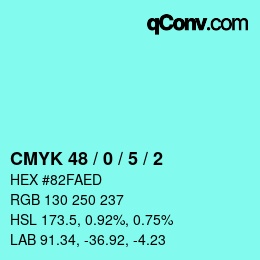 カラーコード: CMYK 48 / 0 / 5 / 2 | qconv.com