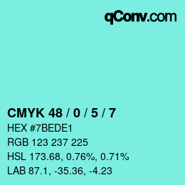 Color code: CMYK 48 / 0 / 5 / 7 | qconv.com