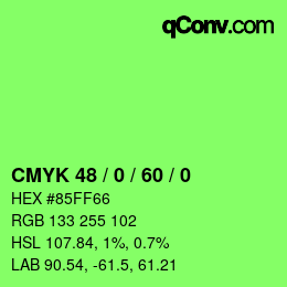 カラーコード: CMYK 48 / 0 / 60 / 0 | qconv.com
