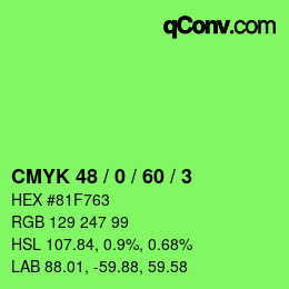 Color code: CMYK 48 / 0 / 60 / 3 | qconv.com