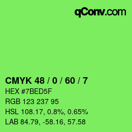 Color code: CMYK 48 / 0 / 60 / 7 | qconv.com