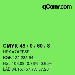 カラーコード: CMYK 48 / 0 / 60 / 8 | qconv.com