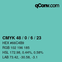 颜色代码: CMYK 48 / 0 / 6 / 23 | qconv.com