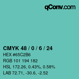 Color code: CMYK 48 / 0 / 6 / 24 | qconv.com